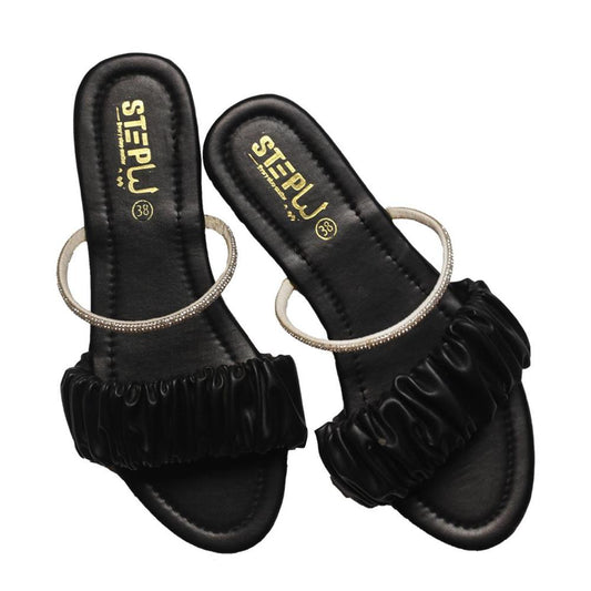 Black Rexine Sandals