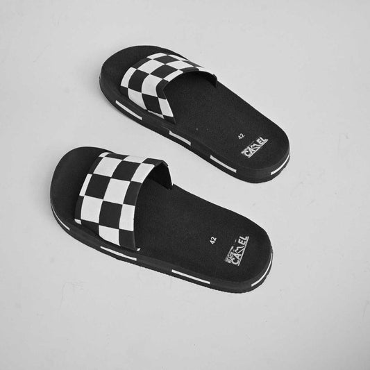 Black Checkered Slides